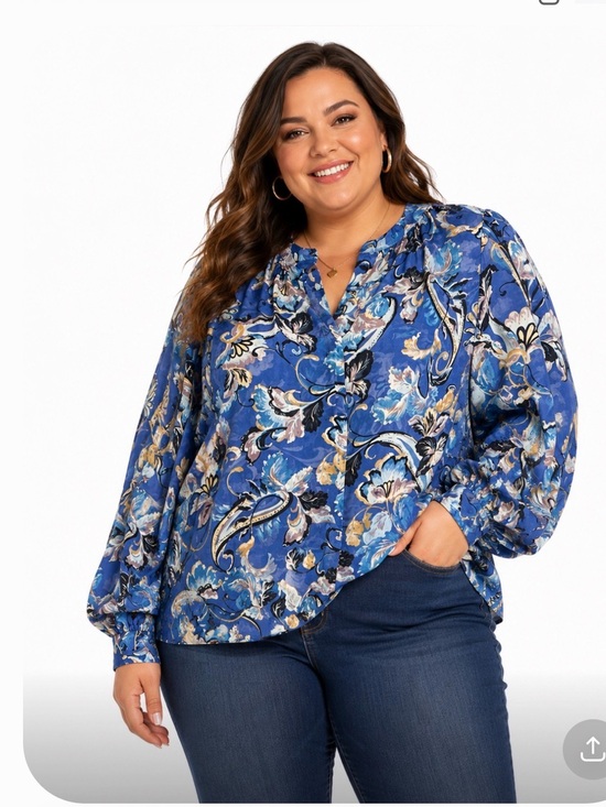 Chico's Tops - Chico's Purple-Blue Floral Georgette Blouse Size 20 Top